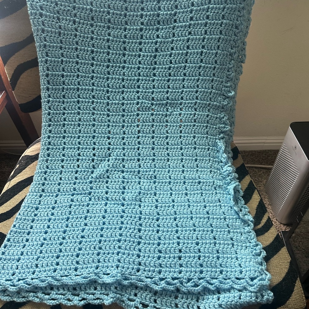 Handmade Blue Crochet Blanket